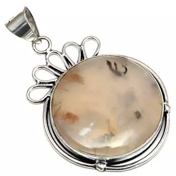 Подвеска из агата Монтана, драгоценный камень, подарок для нее, серебряное украшение 2 дюйма