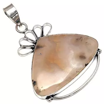 Подвеска из агата Монтана, драгоценный камень, подарок для нее, серебряные украшения 2,25 дюйма