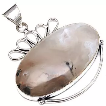 Подвеска из агата Монтана, драгоценный камень, ручная работа, подарок на День матери, серебряное украшение, 2 дюйма