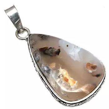 Подвеска из агата Монтана, драгоценный камень, ручная работа, подарок для нее, серебряные украшения 2,25 дюйма