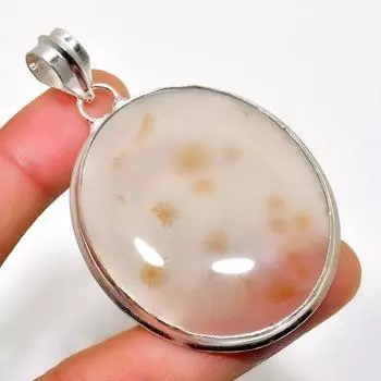 Подвеска из агата Монтана с посеребренным камнем 925 пробы, ручная работа, 2,46 дюйма 2.46 коричневый