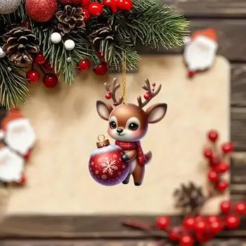 Подвеска из акрила в виде рождественского оленя из конфет, праздничное украшение в виде оленя, подвеска на ключ от машины, подвеска на рюкзак. 7.8Cm height