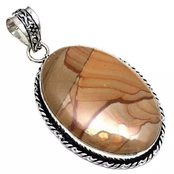 Подвеска из американского яшмового камня, ручная работа, серебряное украшение ко Дню матери, 2 дюйма