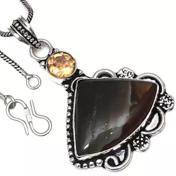 Подвеска из американского яшмы, цитрина, кварца, драгоценного камня, серебряное украшение ручной работы, 2 дюйма