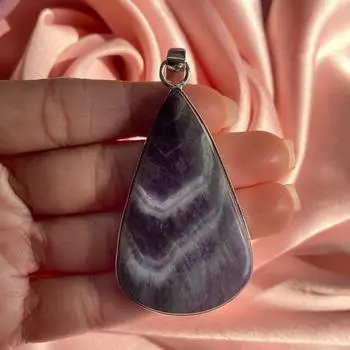 Подвеска из аметиста грушевидной огранки с серебряным ожерельем-цепочкой из стерлингового серебра 925 пробы