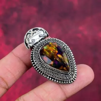 Подвеска из аммолита, драгоценный камень, ювелирные изделия ручной работы, кулон из цельного серебра 925 пробы, подарок жене, ювелирные изделия 2.04 Inches фиолетовый