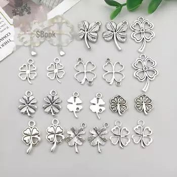 Подвеска из антикварного серебряного сплава с четырьмя листами клевера - ювелирный аксессуар своими руками