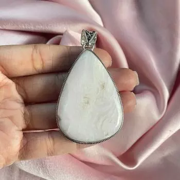 Подвеска из арагонита с серебряным ожерельем-цепочкой Подвеска из стерлингового серебра 925 пробы