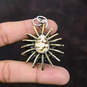 Подвеска из арахисового дерева и яшмы. Подвеска в виде клетки ручной работы. Подвеска из стерлингового серебра 925 пробы. Элегантные ювелирные изделия из драгоценных камней. Позолоченная подвеска 18 карат. Подарок для женщин.