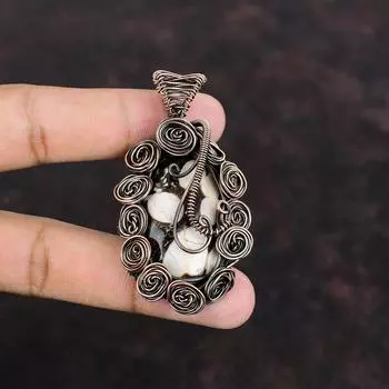 Подвеска из арахисового дерева и яшмы, подвеска из медной проволоки, подвеска из натурального драгоценного камня, ювелирное изделие в медной обертке, подарок для нее, антикварная подвеска ручной работы