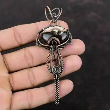 Подвеска из арахисового дерева, яшма, медная проволока, обернутая подвеской, настоящий драгоценный камень, ручная работа, медные украшения, подарок для мамы, украшения из арахисового дерева, яшма