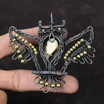 Подвеска из арахисового дерева, яшма, медная проволока, обернутая подвеской из драгоценных камней, проволочная обертка, сова, ювелирные изделия ручной работы, медная проволока, ювелирные изделия для подарка