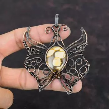 Подвеска из арахисового дерева, яшмы, драгоценного камня, медная проволока, обернутая ювелирными изделиями, подвеска-бабочка, кулон ручной работы, подарки для него, медная проволока, обернутая подвеской