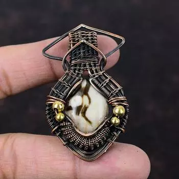 Подвеска из арахисового дерева, яшмы, медная проволочная обертка, подвеска с камнем по рождению, медная проволочная обертка, ювелирное изделие ручной работы из драгоценных камней, подарок для него