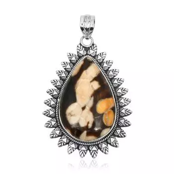 Подвеска из арахисовой яшмы, серебро 925 пробы, драгоценный камень грушевидной формы, ювелирные изделия ручной работы, подарок для женщин, пасхальный подарок коричневый