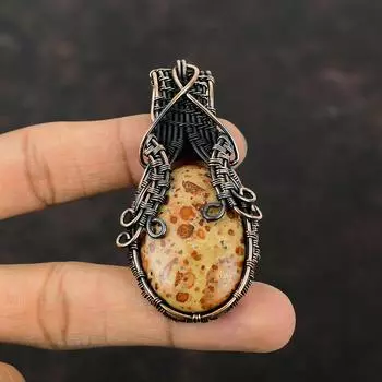 Подвеска из астероидной яшмы, подвеска из медной проволоки с драгоценным камнем, ювелирное изделие ручной работы, достойный кулон, уникальный дизайн, медные украшения для подарков