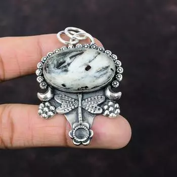 Подвеска из астрофиллита, подвеска из стерлингового серебра 925 пробы, подвеска из натурального драгоценного камня, ювелирные изделия ручной работы, подвеска в виде стрекозы, подарок для жены, дизайнерские ювелирные изделия
