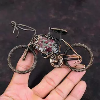 Подвеска из эвдиалита, медная проволочная обертка, подвеска ручной работы из настоящего драгоценного камня, ювелирное изделие из эвдиалита, подвеска в виде цикла, проволочная обертка, ювелирное изделие, подарок для нее