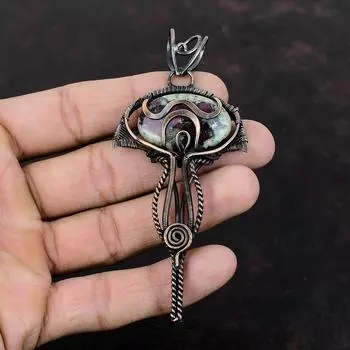 Подвеска из эвдиалита, обернутая медной проволокой, ювелирные изделия из эвдиалита, подвеска из натурального драгоценного камня ручной работы, подарок на годовщину, ювелирные изделия из медной проволоки