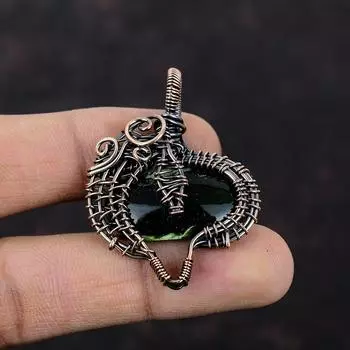 Подвеска из австралийского хромированного халцедона, обернутая медной проволокой, ювелирное изделие с драгоценным камнем, ювелирное изделие ручной работы, обернутая медной проволокой, подарок для мамы