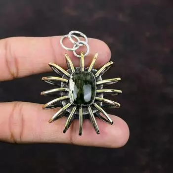 Подвеска из австралийского хромированного халцедона, подвеска из стерлингового серебра 925 пробы. Изысканный драгоценный камень, ювелирные изделия ручной работы. Позолоченная клетка 18 карат. Подвеска в виде клетки. Подарок для жены.