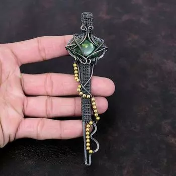 Подвеска из австралийского хромированного халцедона, подвеска из медной проволоки, подвеска ручной работы из драгоценного камня, подвеска в виде совы, ювелирное изделие из медной проволоки, подарок на годовщину