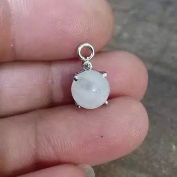 Подвеска из белого радужного лунного камня, подвеска из стерлингового серебра 925 пробы с драгоценным камнем