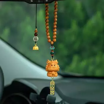 Подвеска из бисера с изображением дракона со знаком зодиака Подвеска из сандалового дерева с изображением дракона из дерева Декоративное украшение для автомобиля в виде зеркала заднего вида United States