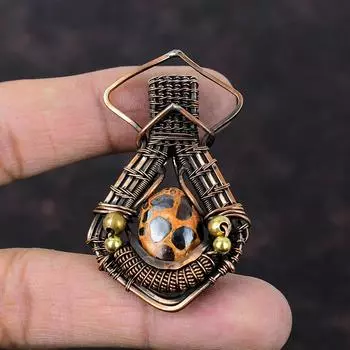 Подвеска из боксита, медная проволока, кулон, свадебные украшения, дизайнерский кулон ручной работы, медная проволока, ювелирные изделия, кулон с драгоценным камнем, подарок для мамы