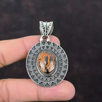 Подвеска из боксита, стильные винтажные украшения, подвеска из стерлингового серебра 925 пробы, оригинальная подвеска ручной работы из драгоценного камня, подарок для матери, ювелирные изделия из целебного камня