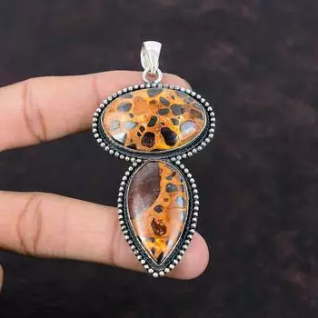 Подвеска из боксита, ювелирные изделия из драгоценных камней, подвеска из стерлингового серебра 925 пробы, винтажная подвеска, ювелирное изделие из целебного камня, подарок для жены, подвеска ручной работы в стиле бохо