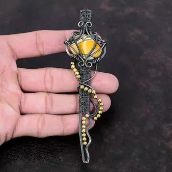 Подвеска из брекчиированного мукаита, медная проволока, обернутая драгоценным камнем, подвеска-ключ, проволочная обертка, ювелирное изделие ручной работы, медное ювелирное изделие, подарок для жены