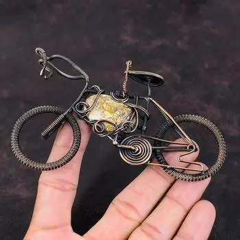 Подвеска из брекчиированного мукаита, подвеска из медной проволоки, подвеска из драгоценного камня, подвеска ручной работы из медной проволоки, ювелирные изделия для помолвки, подарок на цикл