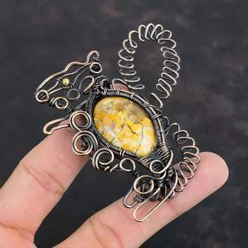 Подвеска из брекчиированного мукаита, подвеска из медной проволоки, подвеска из настоящего драгоценного камня, ювелирное украшение в виде кролика, подвеска ручной работы из меди, подарок на помолвку