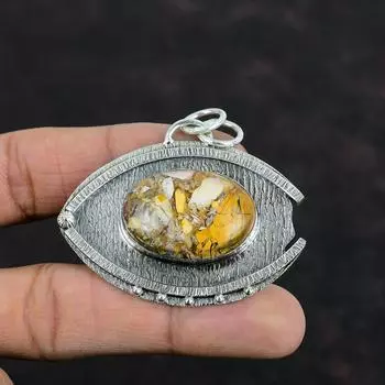 Подвеска из брекчиированного мукаита, подвеска ручной работы из настоящего драгоценного камня, подвеска из стерлингового серебра 925 пробы, эффектная подвеска, ювелирное украшение с камнем по рождению, подарок на годовщину