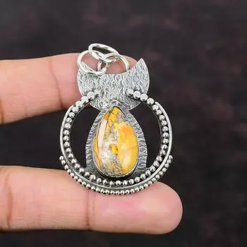 Подвеска из брекчированного мукаита Антикварные ювелирные изделия из драгоценных камней Подвеска из стерлингового серебра 925 пробы ручной работы Уникальный дизайн Подвеска Подарок для друга Ювелирные изделия в стиле бохо