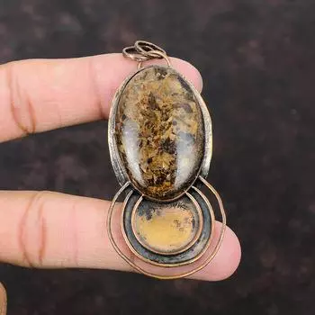 Подвеска из бронзита, медная подвеска, стильная подвеска, драгоценный камень, медная бижутерия, подвеска ручной работы, бронзовая бижутерия, подвеска в стиле бохо, подарок для женщин