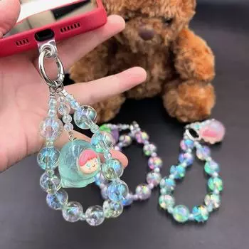 «Подвеска из бусин среднего размера с новыми цветными бусинами, идеально подходит для брелоков, сумок и телефонов» фиолетовый