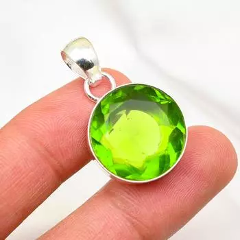 Подвеска из цаворита, ювелирное изделие из цельного серебра 925 пробы с драгоценными камнями, потрясающая подвеска ручной работы, на День благодарения 1.37 Inches зелёный