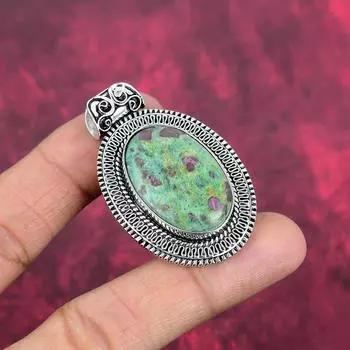 Подвеска из цельного серебра 925 пробы с рубином в фуксите, ювелирные изделия с подвеской из драгоценных камней ручной работы, подарки для жены, абсолютно новый кулон 2.04 Inches зелёный