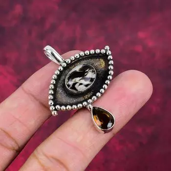 Подвеска из цельного серебра 925 пробы с драгоценным камнем из арахисового дерева и яшмы, ручная работа, на День памяти 1.96 Inches оранжевый