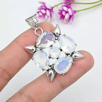 Подвеска из цельного серебра 925 пробы с молочным опалом, ювелирные изделия с подвеской из драгоценных камней ручной работы, подарки для жены, абсолютно новый кулон