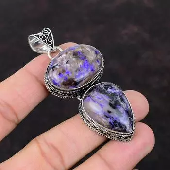 Подвеска из чароита Дизайнерская подвеска Винтажная подвеска Подвеска из стерлингового серебра 925 пробы Ювелирные изделия из настоящего драгоценного камня Стильная подвеска ручной работы Подарок на помолвку