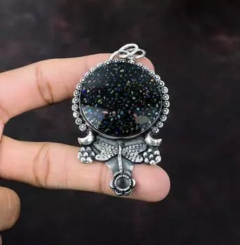 Подвеска из черного эфиопского опала, подвеска из стерлингового серебра 925 пробы, ювелирные изделия из настоящего драгоценного камня, подвеска в виде стрекозы, подарок для невесты, подвеска из камня ручной работы