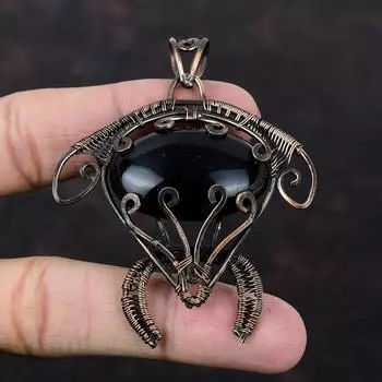 Подвеска из черного оникса, подвеска из медной проволоки, подвеска в виде черепахи, ювелирное изделие из медной проволоки, подвеска ручной работы из драгоценного камня, специальные подарки для женщин