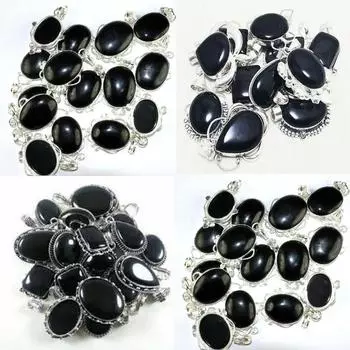 Подвеска из черного оникса с покрытием из стерлингового серебра 925 пробы, ювелирные изделия ручной работы, подарок для нее, оптовая партия, бесплатная доставка free Size чёрный