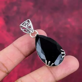 Подвеска из черной шпинели, подвеска из стерлингового серебра 925 пробы, ювелирные изделия ручной работы из драгоценных камней, подарки для жены, совершенно новая подвеска 2.08 Inches чёрный