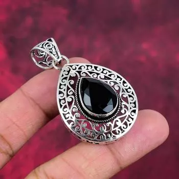Подвеска из черной шпинели, подвеска из стерлингового серебра 925 пробы, ювелирные изделия ручной работы из драгоценных камней, подарки для жены, совершенно новая подвеска 2.24 Inches чёрный