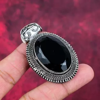 Подвеска из черной шпинели, подвеска из стерлингового серебра 925 пробы, ювелирные изделия ручной работы из драгоценных камней, подарки для жены, совершенно новая подвеска 2.36 Inches чёрный
