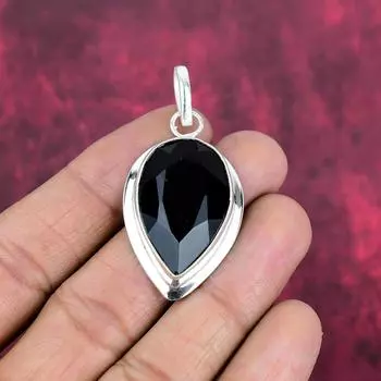 Подвеска из черной шпинели, подвеска из стерлингового серебра 925 пробы, ювелирные изделия ручной работы из драгоценных камней, подарки для жены, совершенно новая подвеска 2.12 Inches чёрный